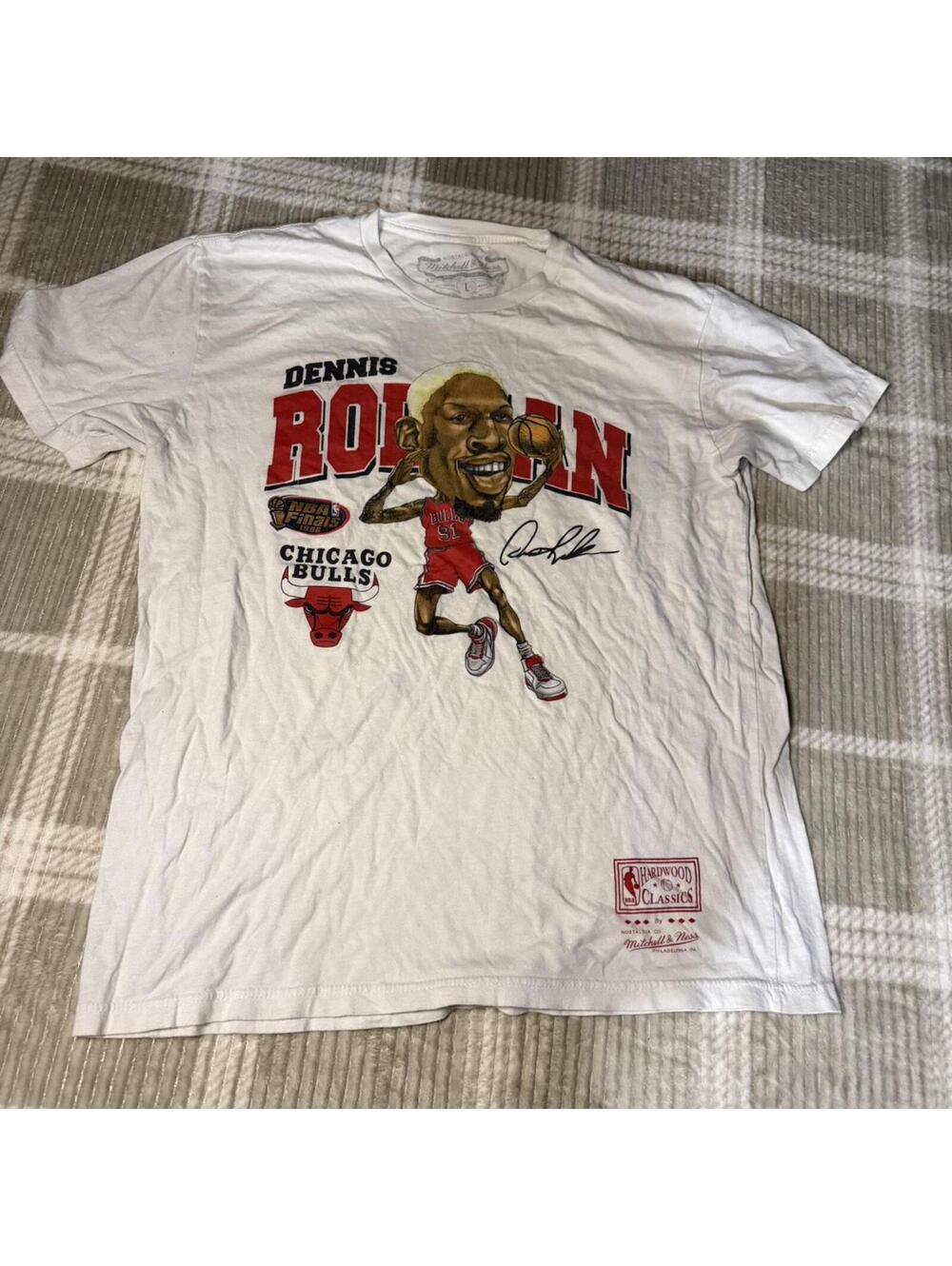 Dennis Rodman Chicago Bulls white Mitchell & ness t-shirt #NBA #basketball